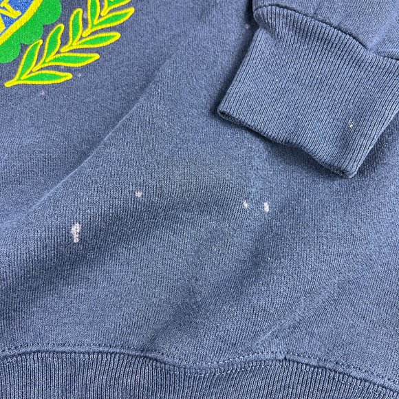 VTG NCAA Notre Dame Fightin Irish Sweatshirt Large Blue Faded Stained Crewneck - Picture 2 of 15